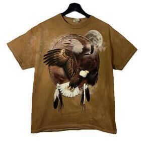 The Mountain TShirt Eagle Soaring Dream Catcher Tie Dye Brown Nature Patriotic M